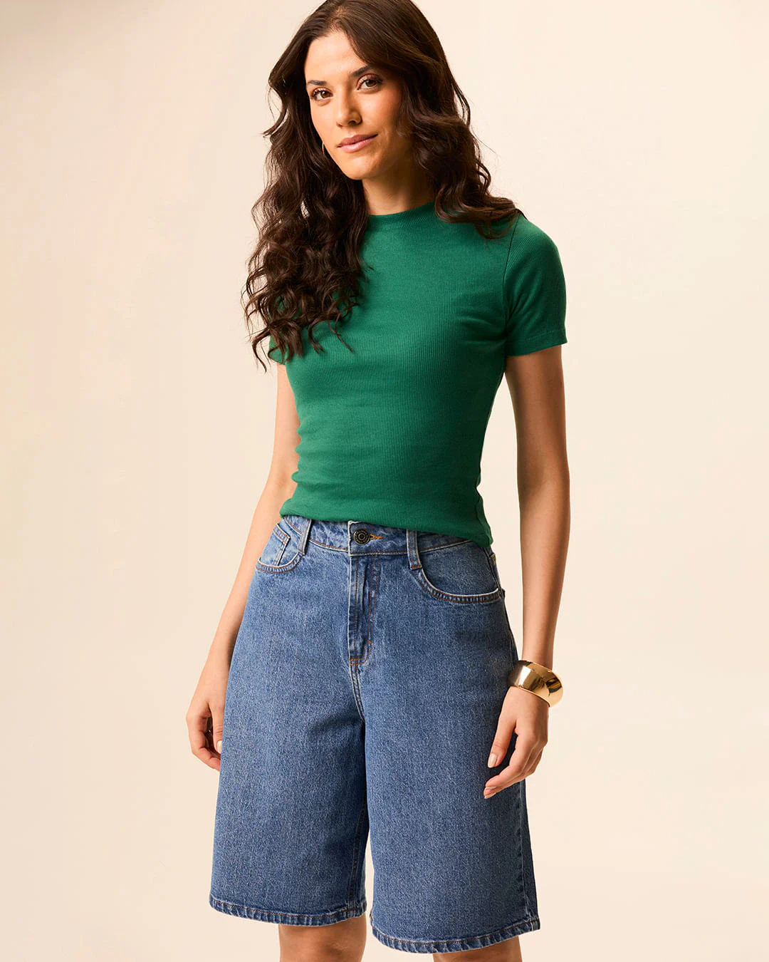 Blusa Básica Feminina Decote Redondo Em Ribana