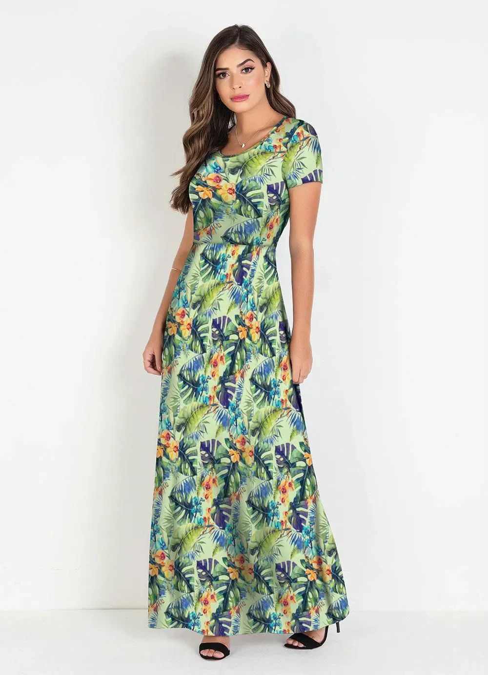 Rosalie - Vestido Longo Floral Verde