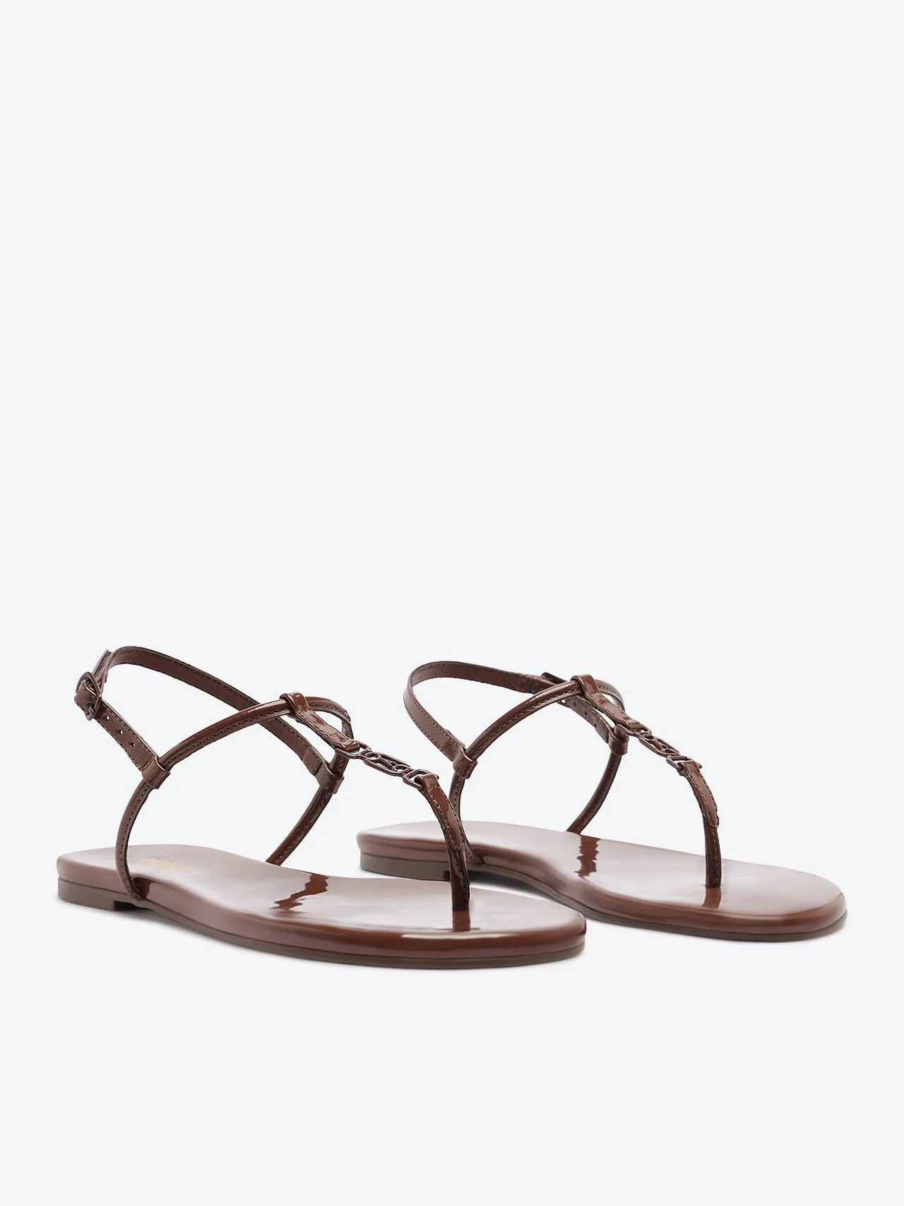 Sandália Rasteira Slim Metal A Marrom