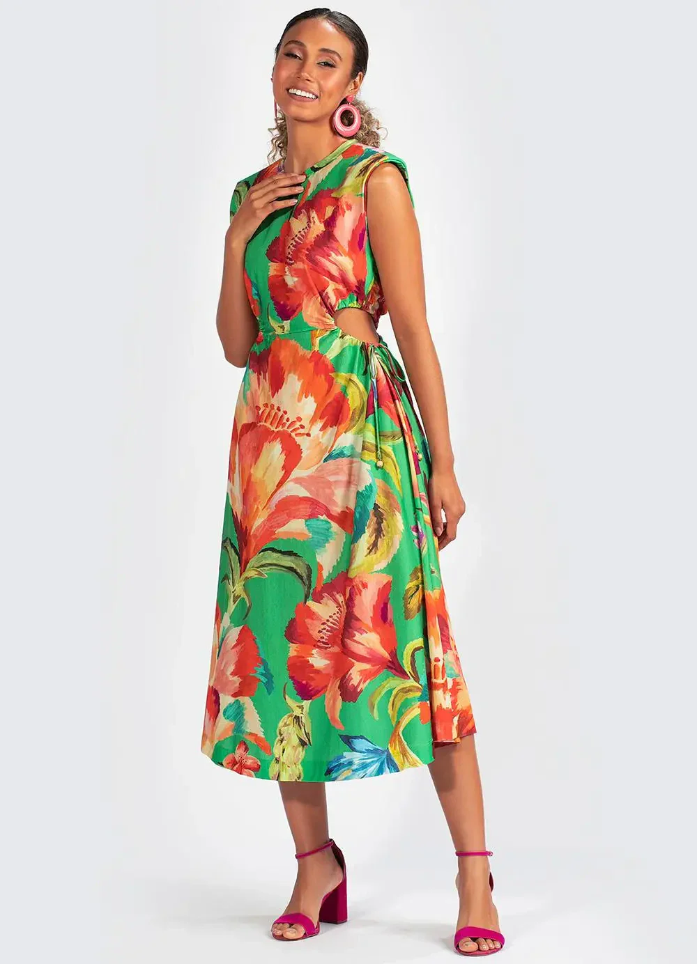 Farm - Vestido Malha Tropicarte Verde