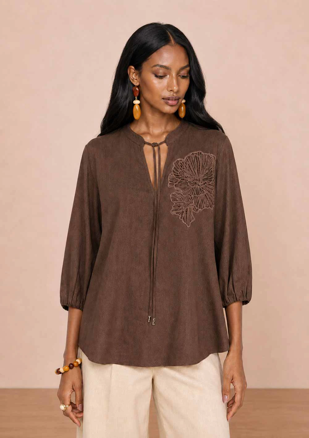 Blusa Colarinho Verbena Marrom