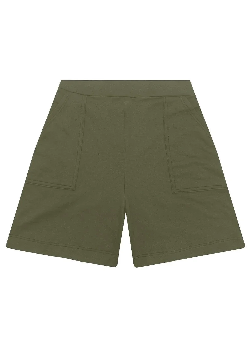 Malwee - Shorts Básico em Moletom Verde Militar