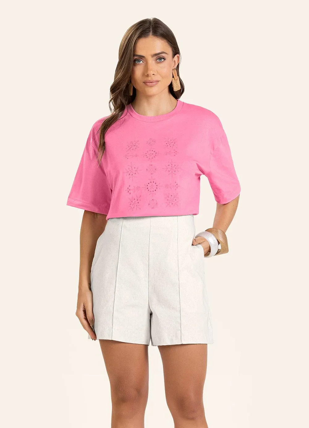 Endless - T- Shirt Feminina Manga Curta Rosa