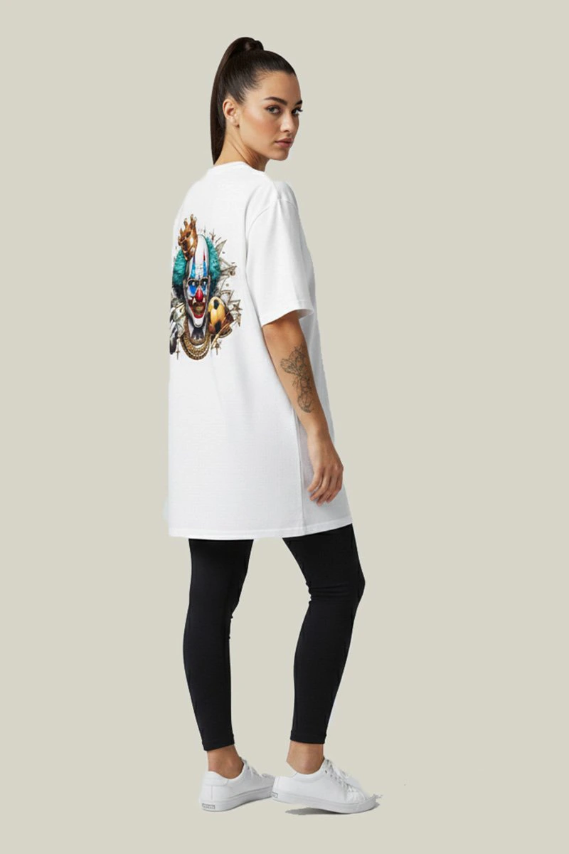 Camiseta Oversized Feminina Branca Algodão Prime WSS Cash Clown Branco