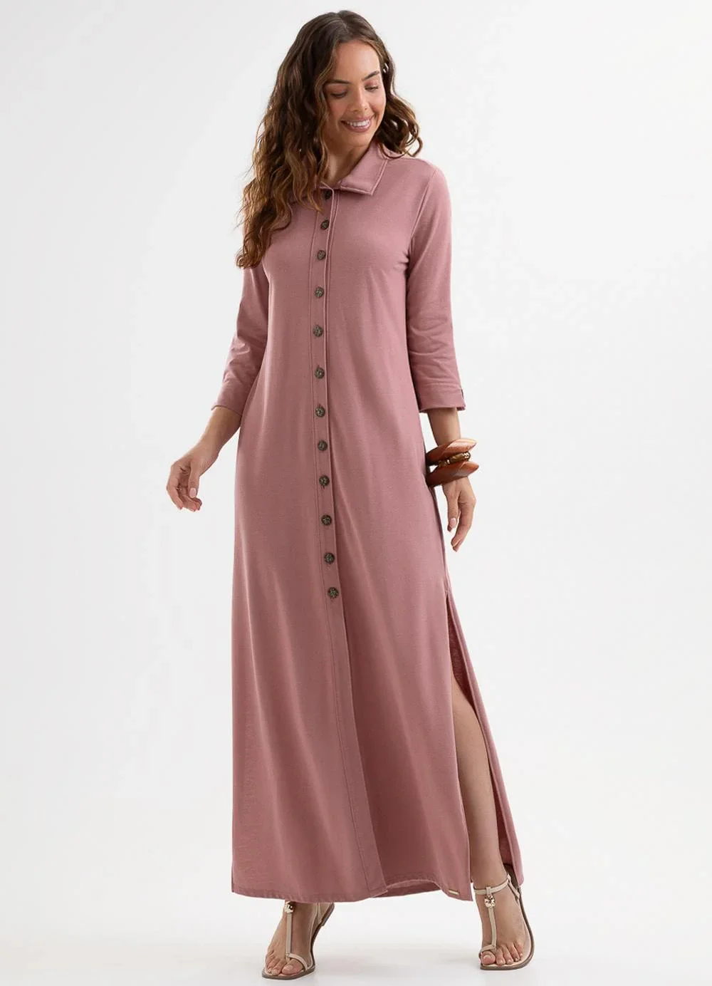 Cativa - Vestido Chemise em Piquet com Elastano Rosa