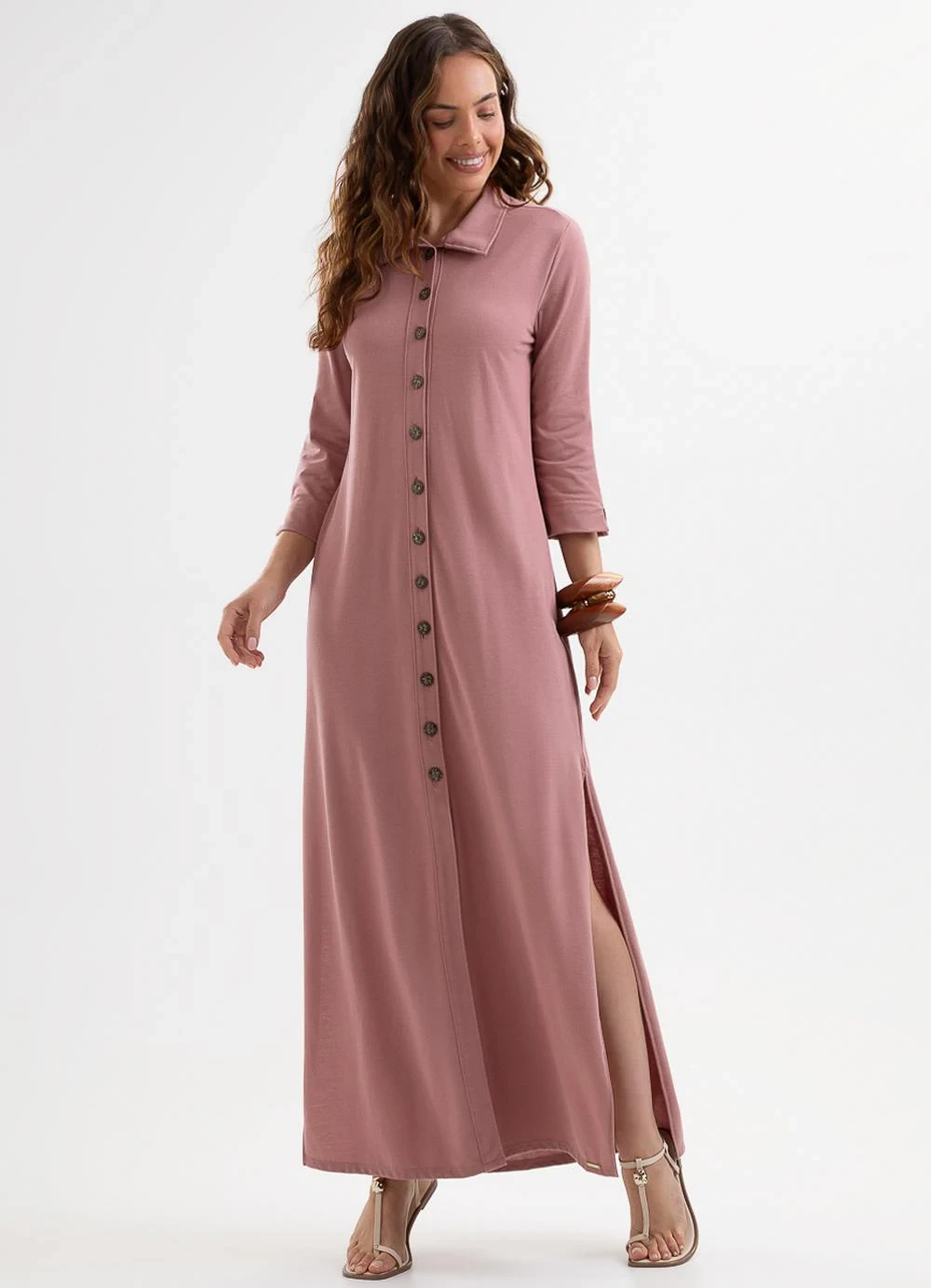 Cativa - Vestido Chemise em Piquet com Elastano Rosa