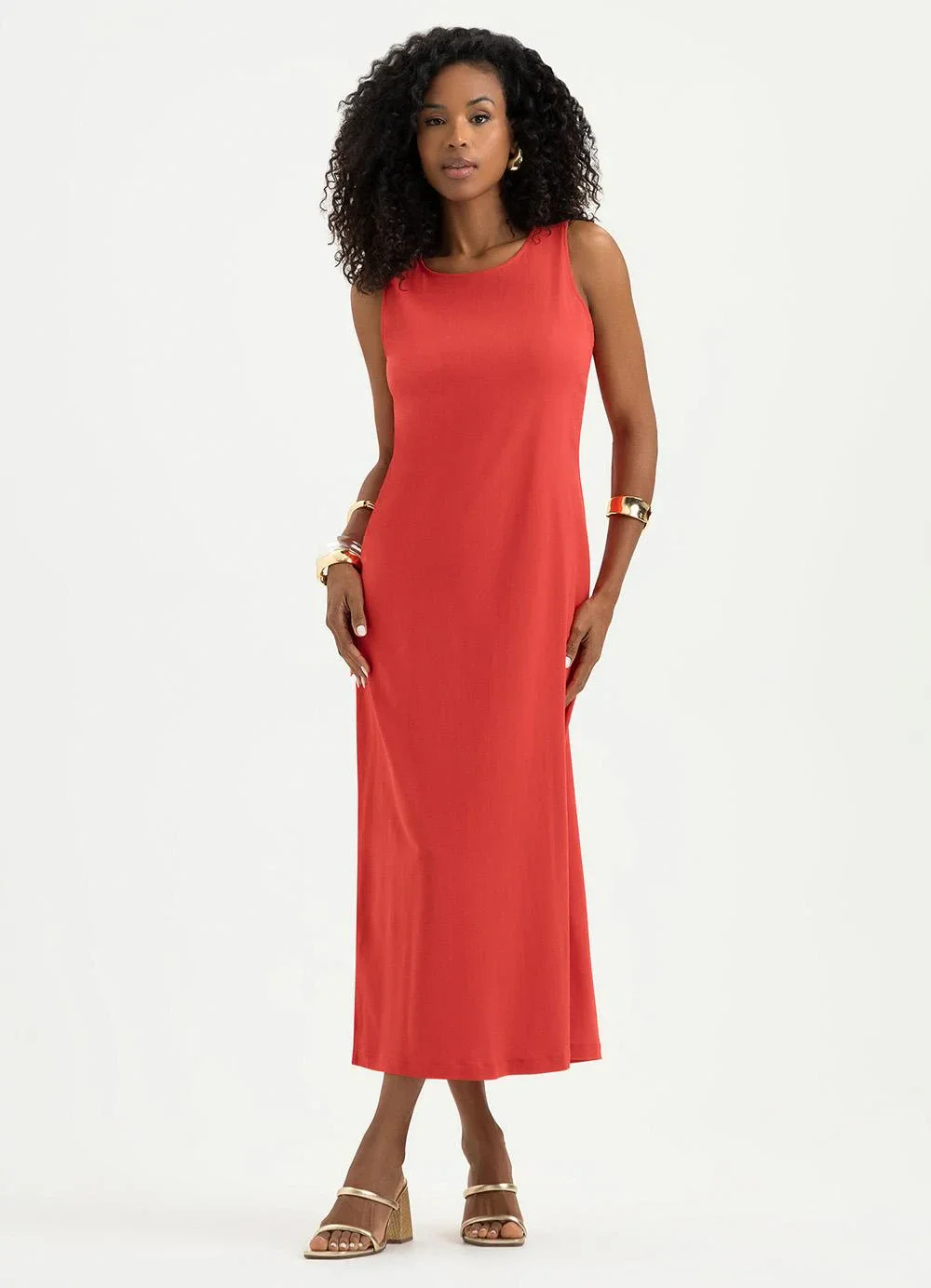 Cativa - Vestido Midi em Viscose Vermelho