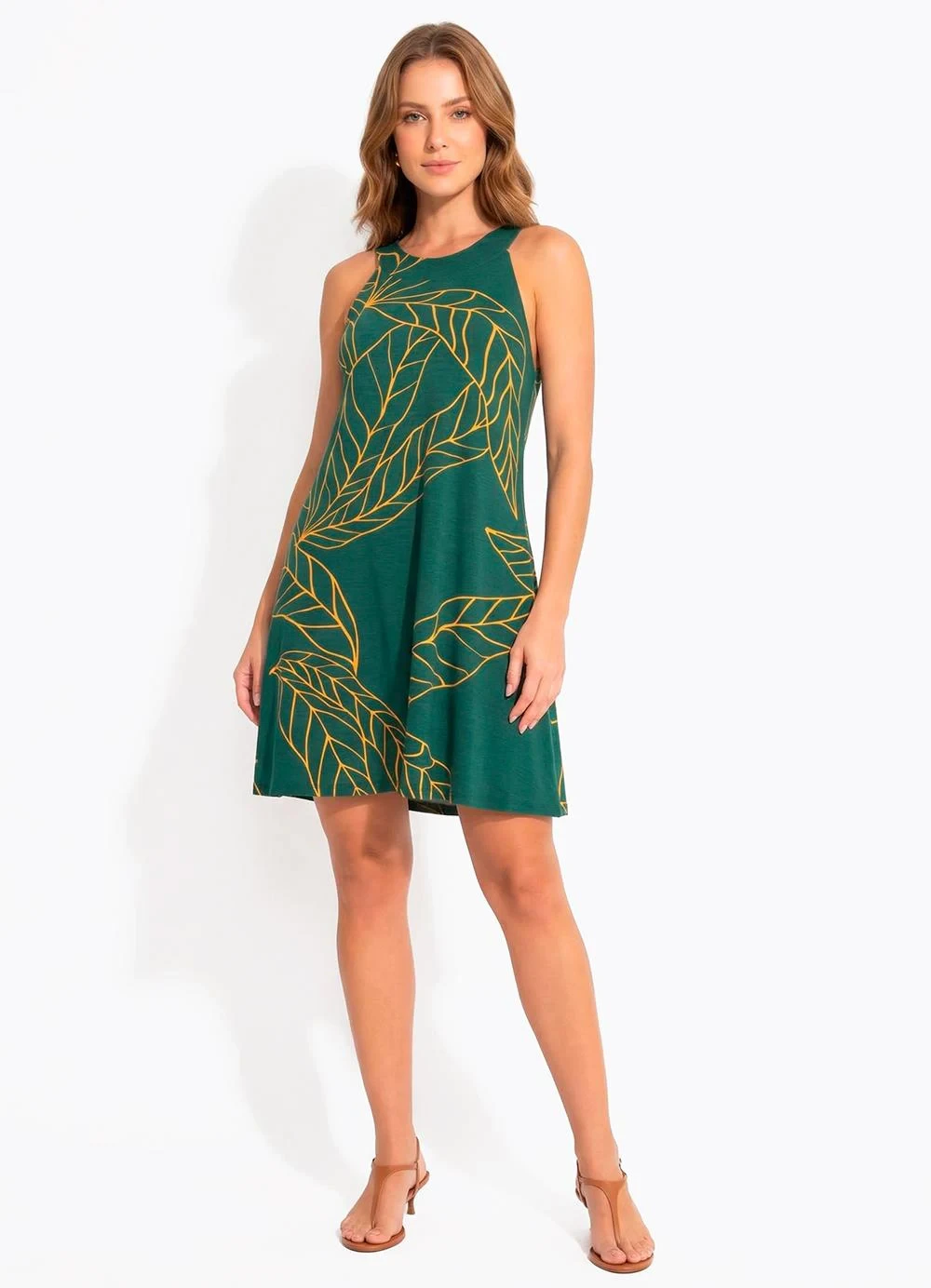 Quintess - Vestido Folhagem Verde