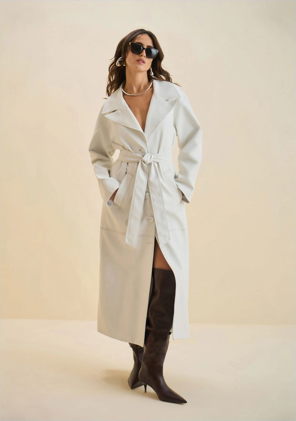 Casaco Morena Rosa Ajustado Manga Longa Alongado Off White