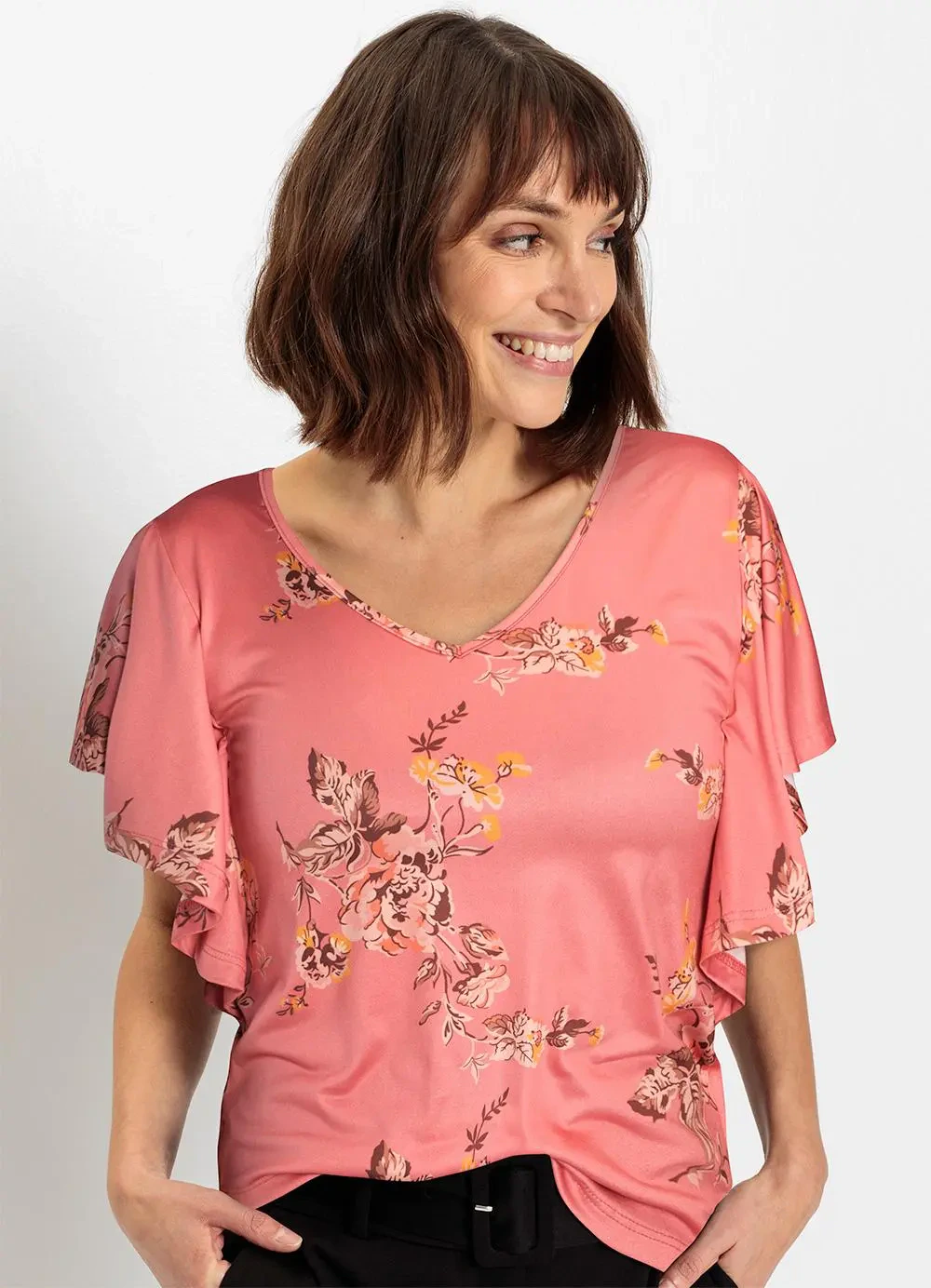 bonprix - Blusa Floral Romântico em Malha Fria