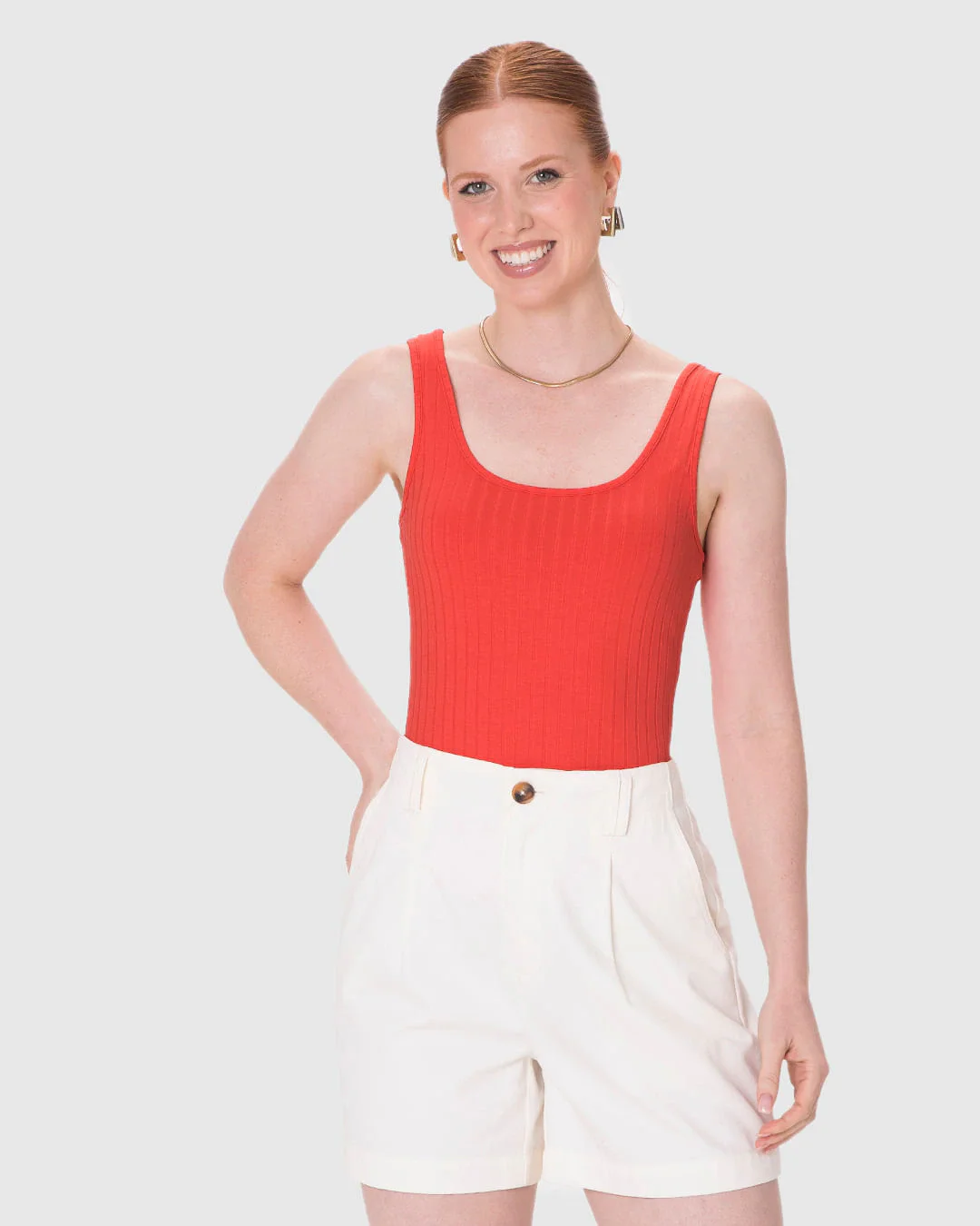 Regata Básica Feminina Decote U Em Canelado De Viscose