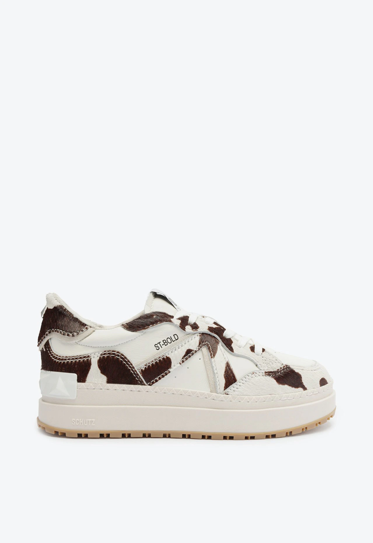 Tênis Flatform ST Bold Couro Textura Branco