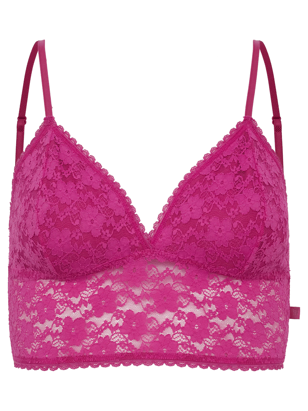 Top Triângulo Alongado Renda Pop Flower Rosa Fuschia Red