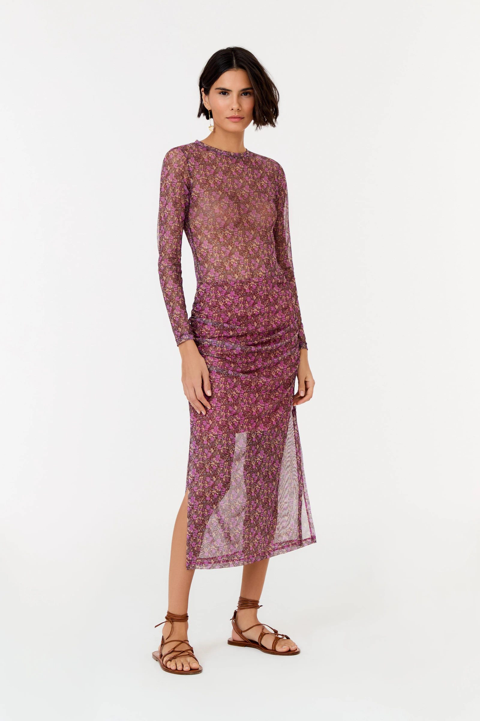 Saia Midi Estampa Violet