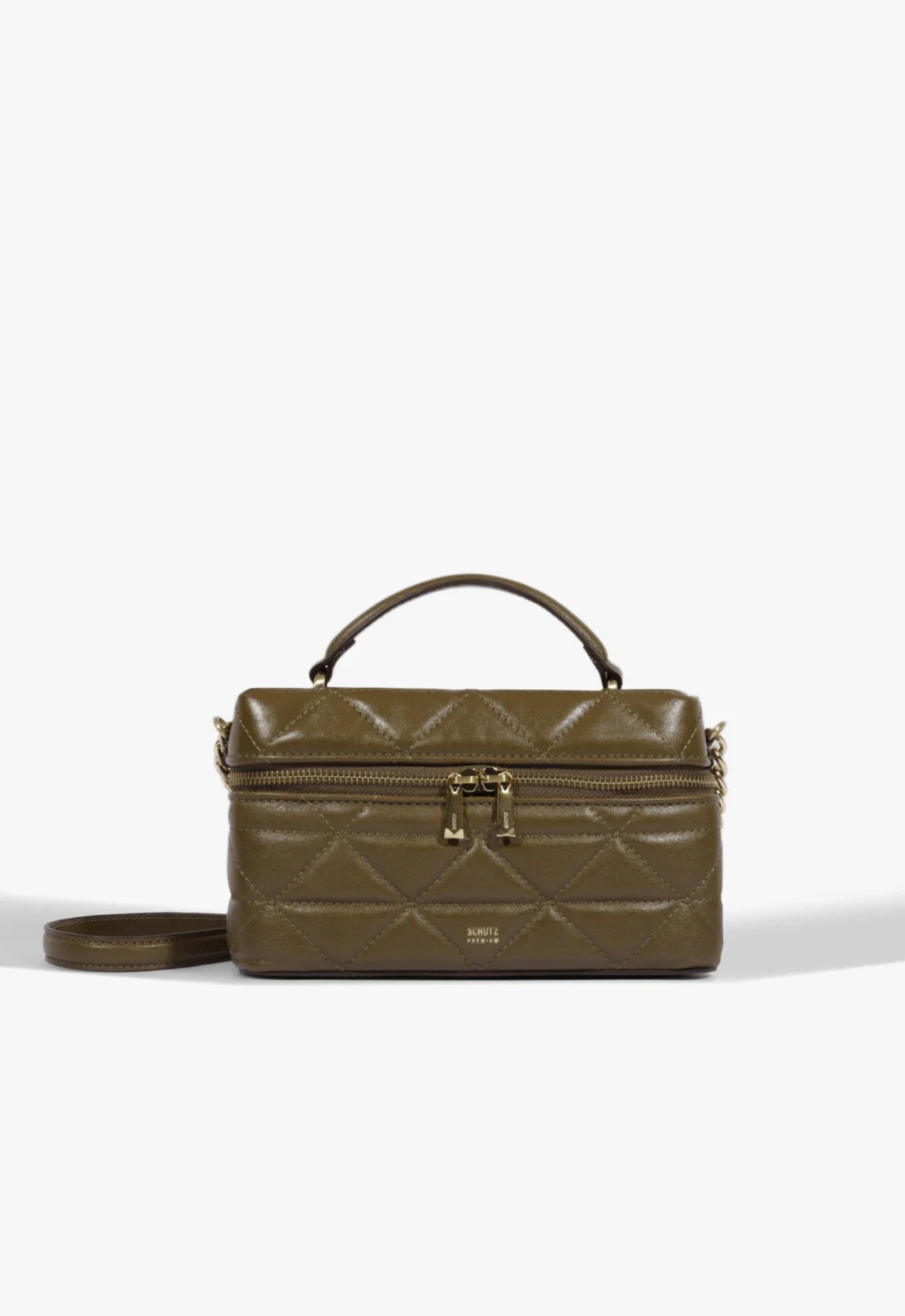 Bolsa Satchel Vanity Média Couro Verde