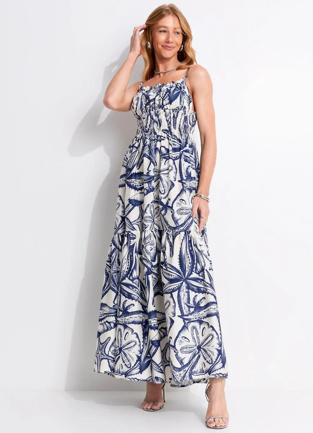 Farm - Vestido Cropped Desejo de Mar Bege