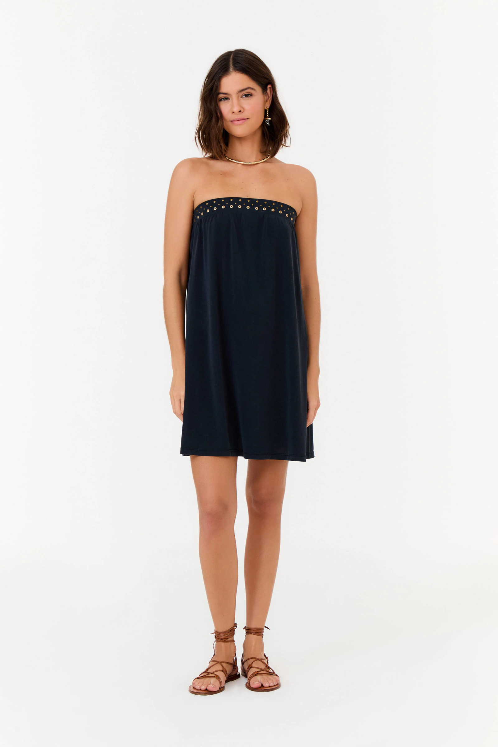 Vestido Sem Manga Tachas