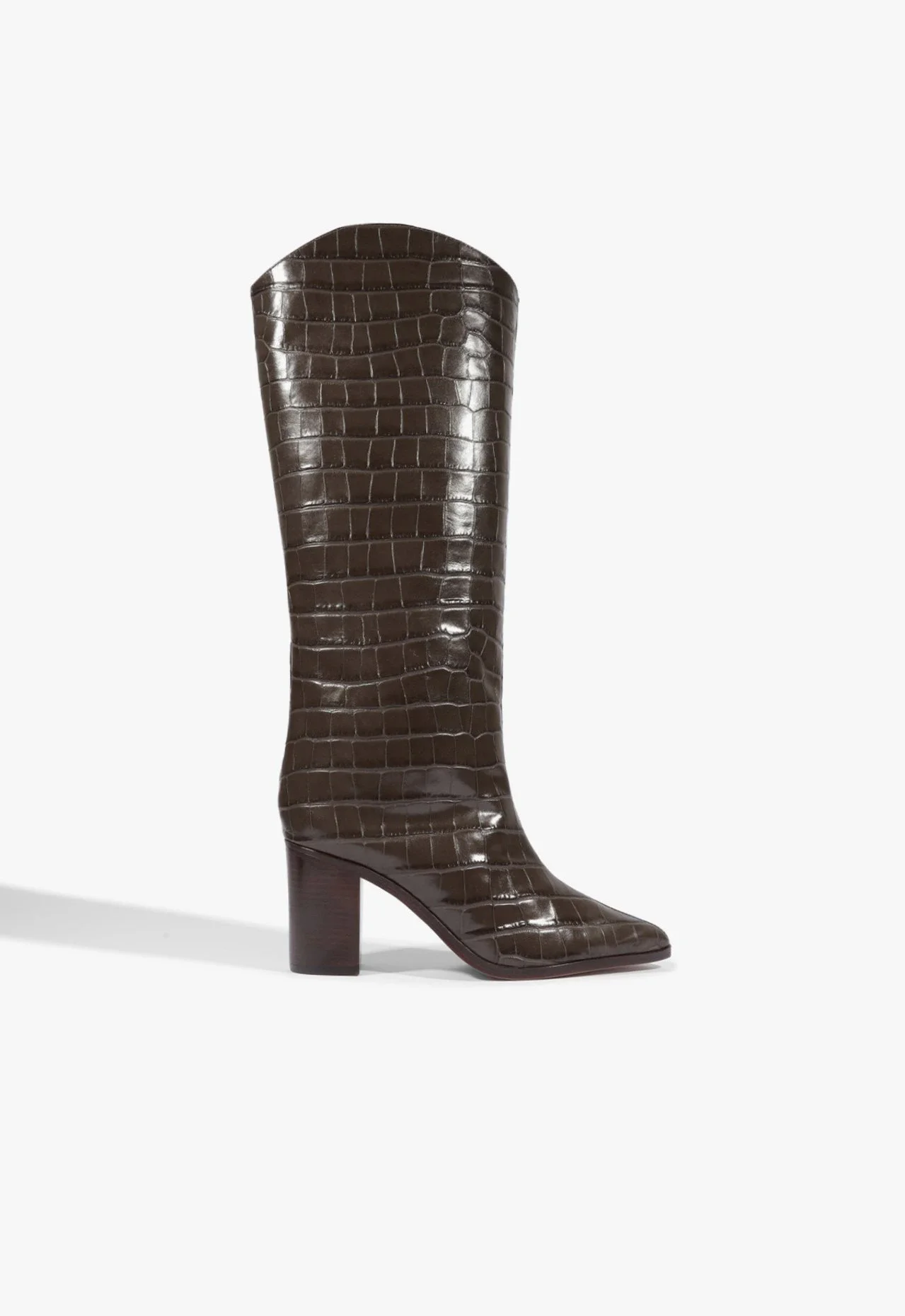 Bota Maryana Salto Bloco Couro Marrom