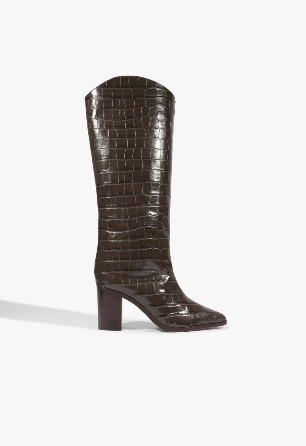 Bota Maryana Salto Bloco Couro Marrom