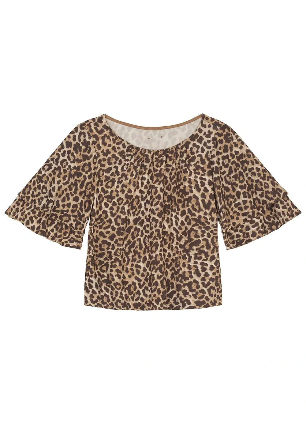 Enfim - Blusa Ampla Animal Print em Viscose Bege