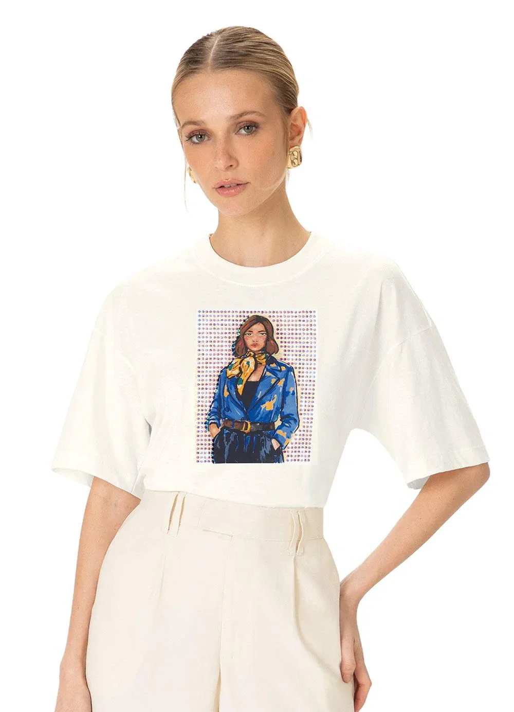 Enfim - Camiseta Ampla Fashionista Off White