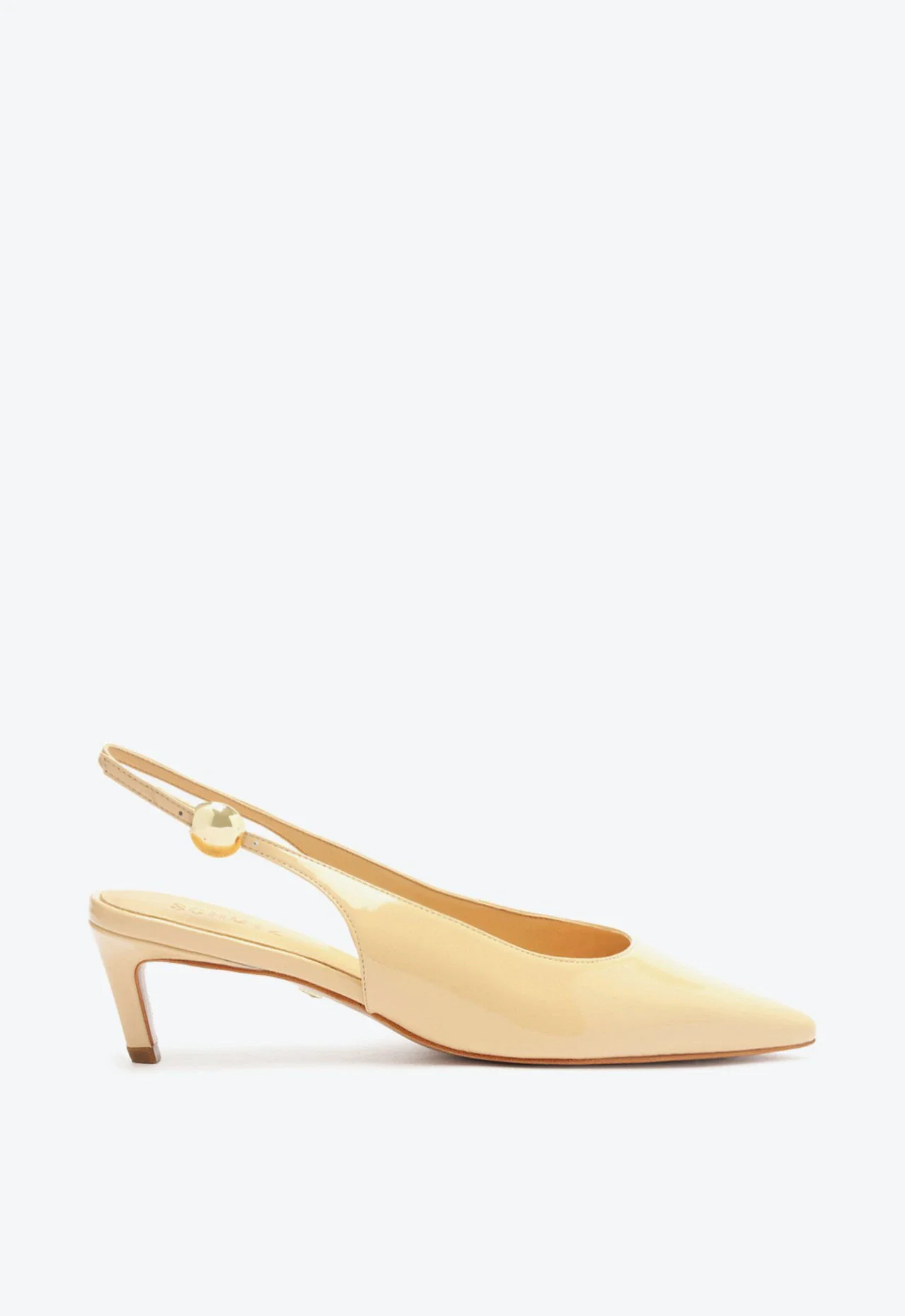 Scarpin Curve Heels Couro e Vinil Bege