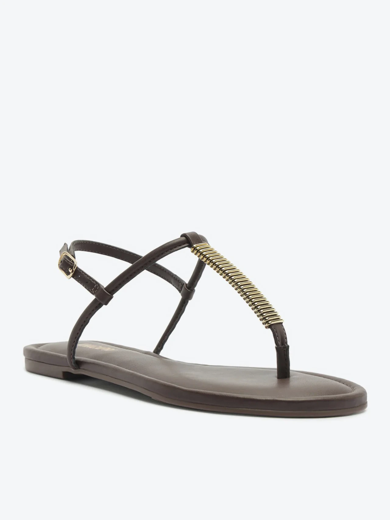 Rasteira Slim Adorno Metal Marrom