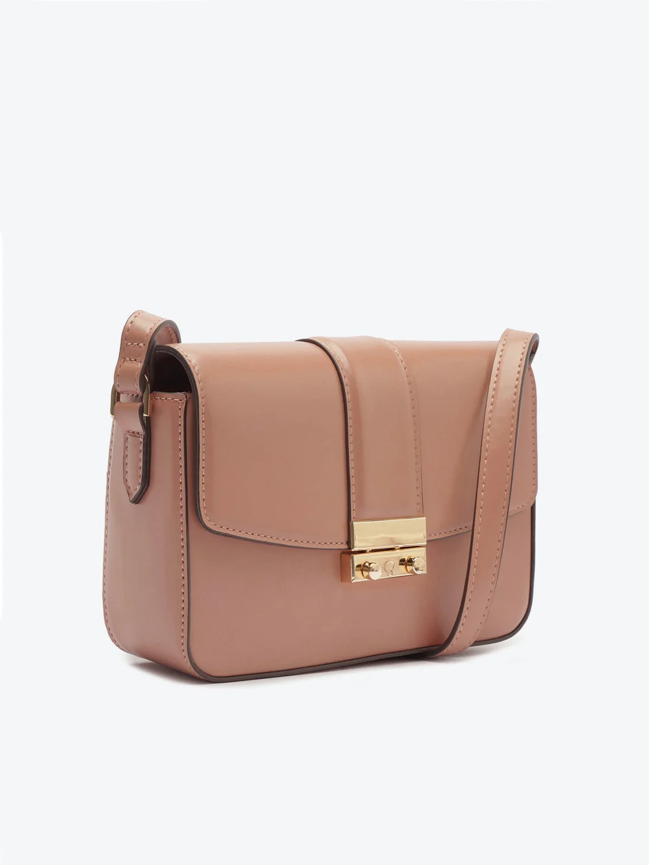 Bolsa Tiracolo Fechamento Metal Bege