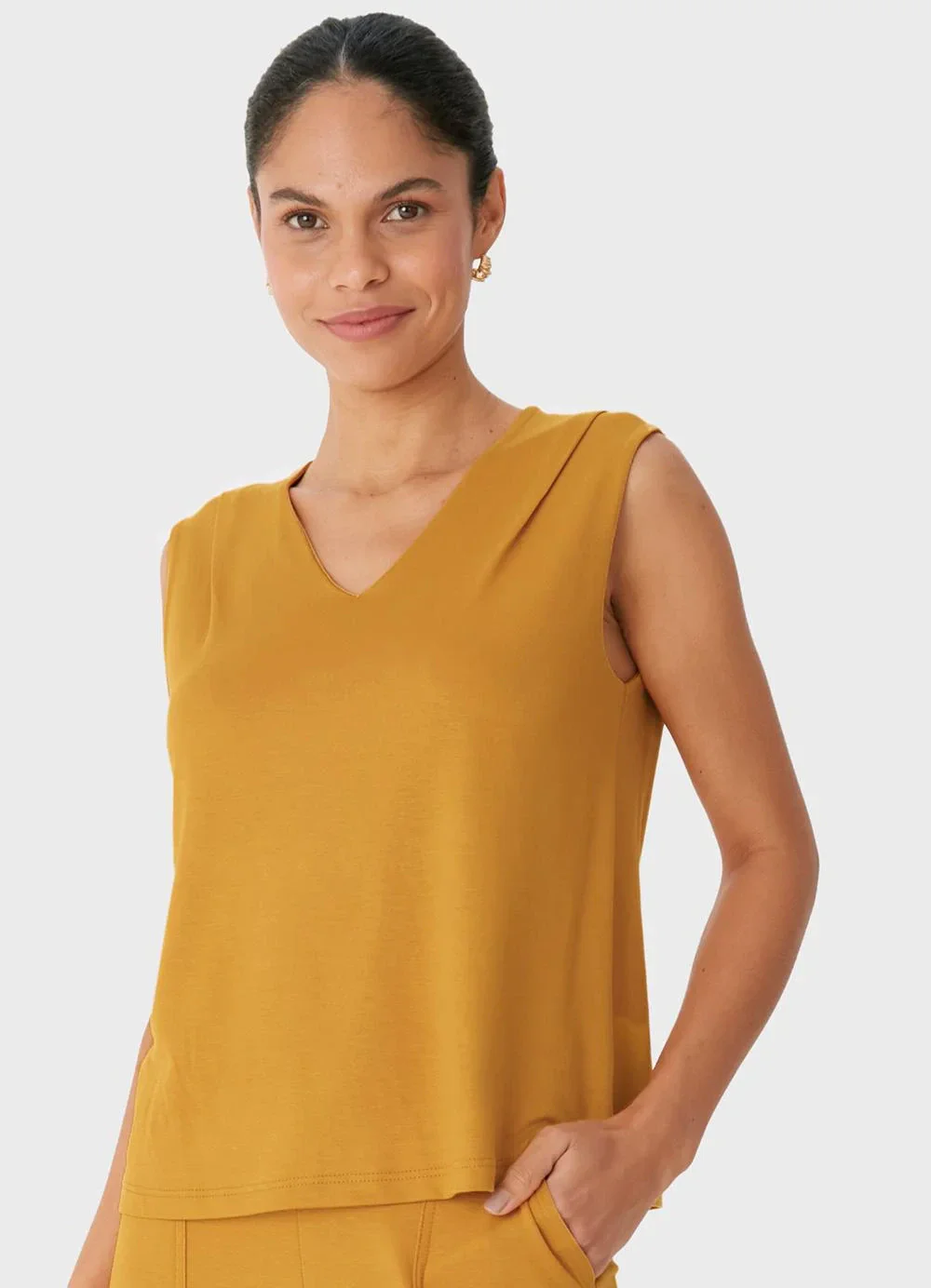 Malwee - Blusa Ampla em Moletinho Amarelo Mostarda