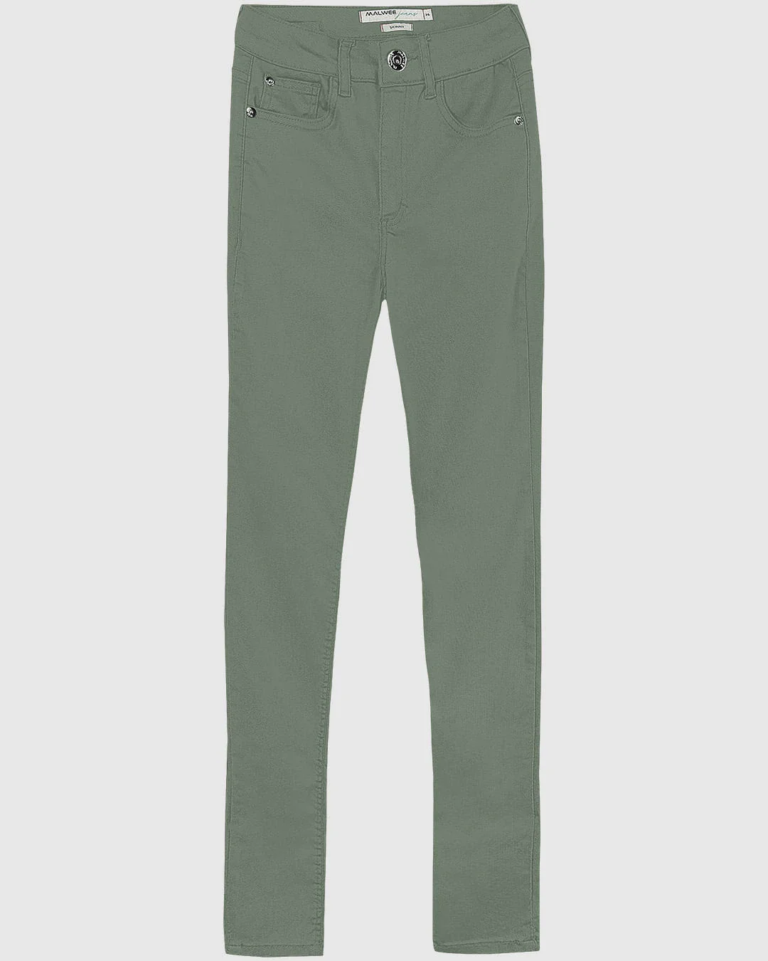 Calça Skinny Feminina Cintura Média Em Sarja Com Elastano