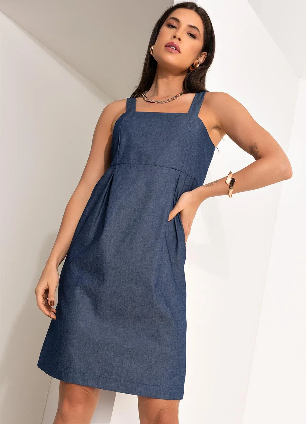 Bimini - Vestido Azul em Jeans Leve
