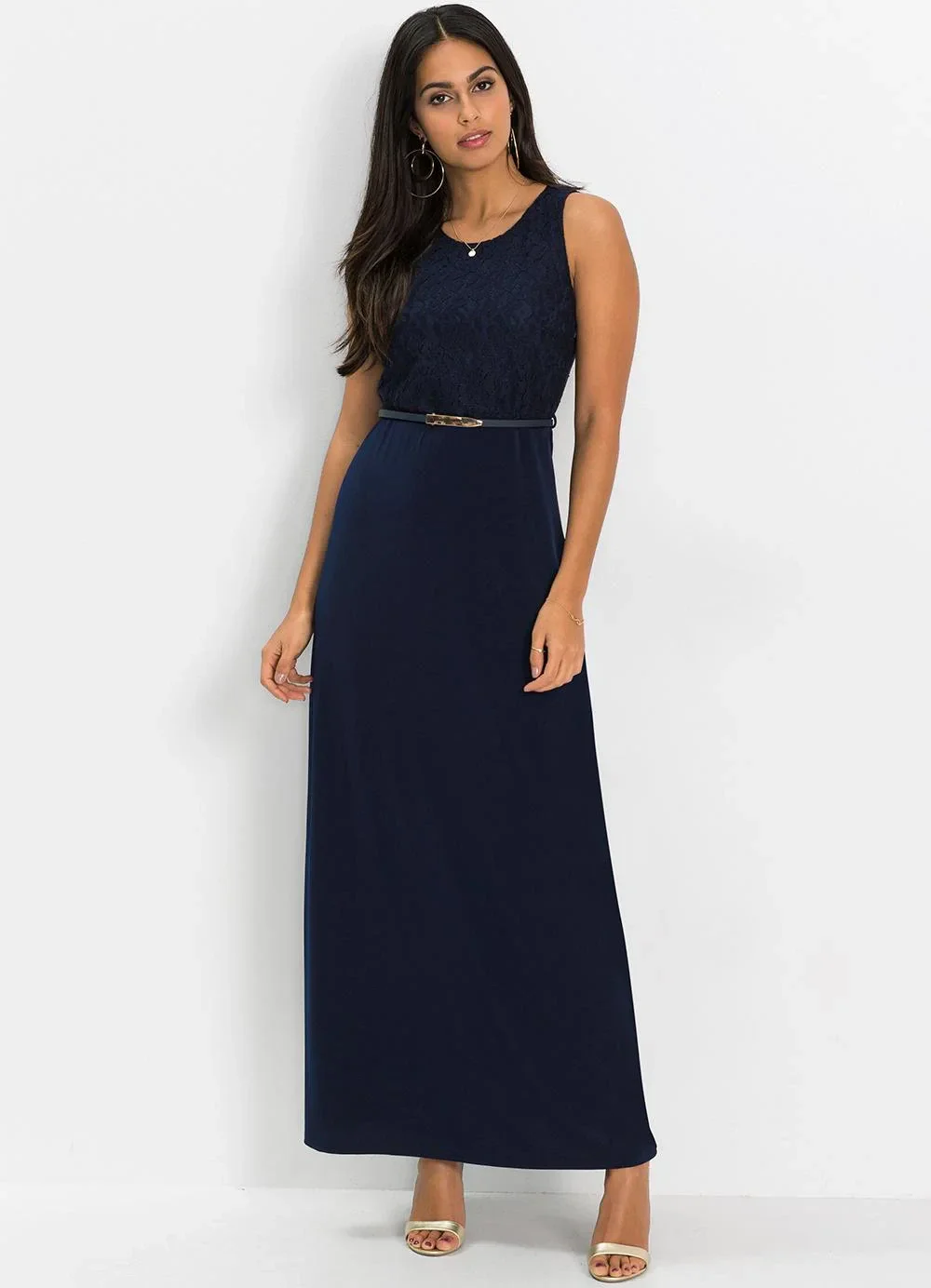 bonprix - Vestido Azul Marinho em Malha de Viscose