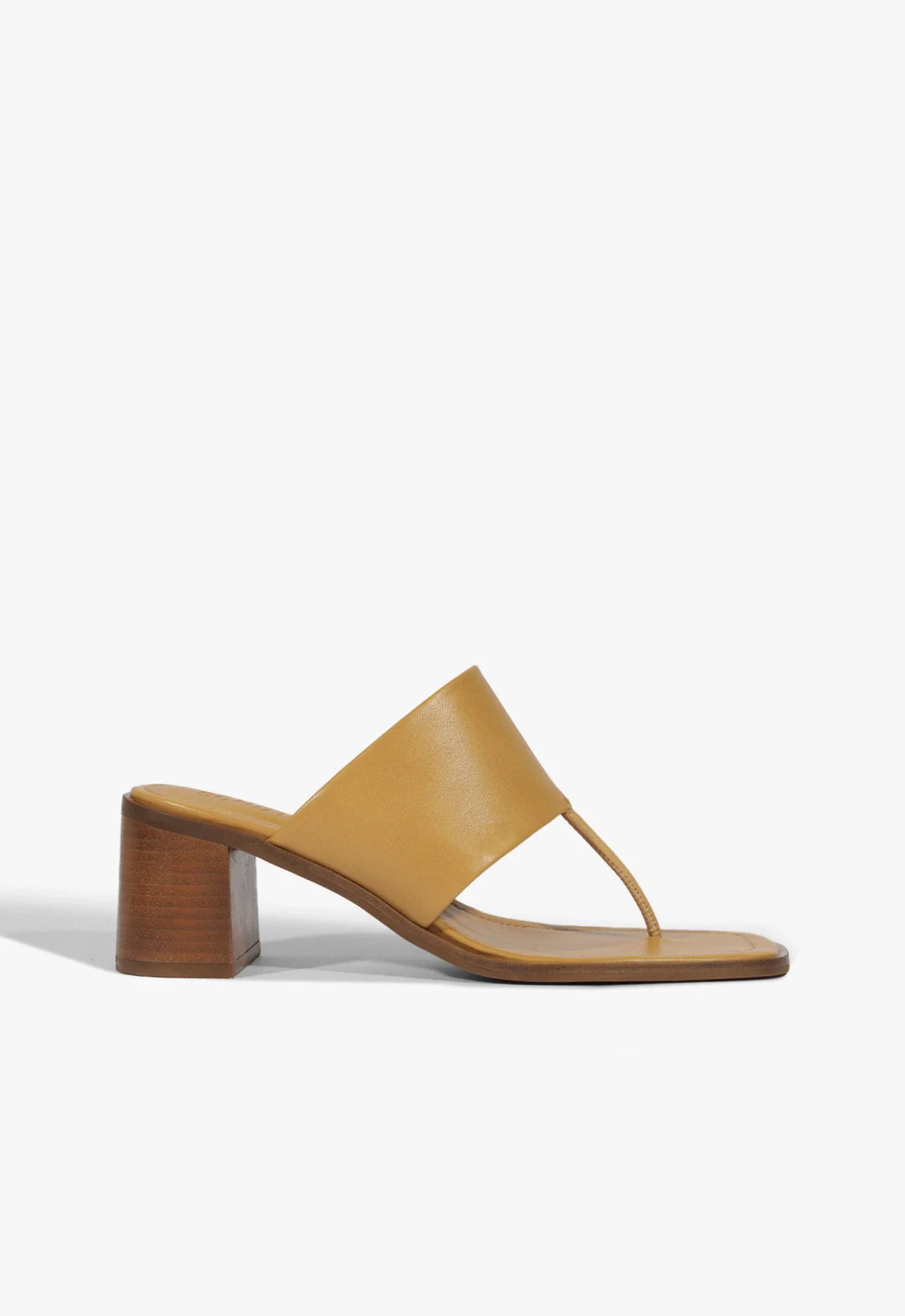Sandália Mule Salto Bloco Couro Marrom Clara