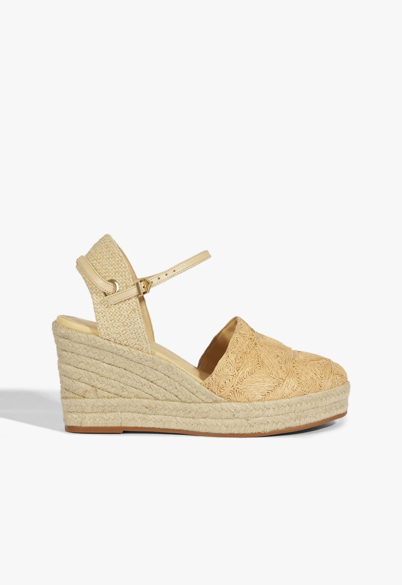 Sandália Wedge Anabela Bege