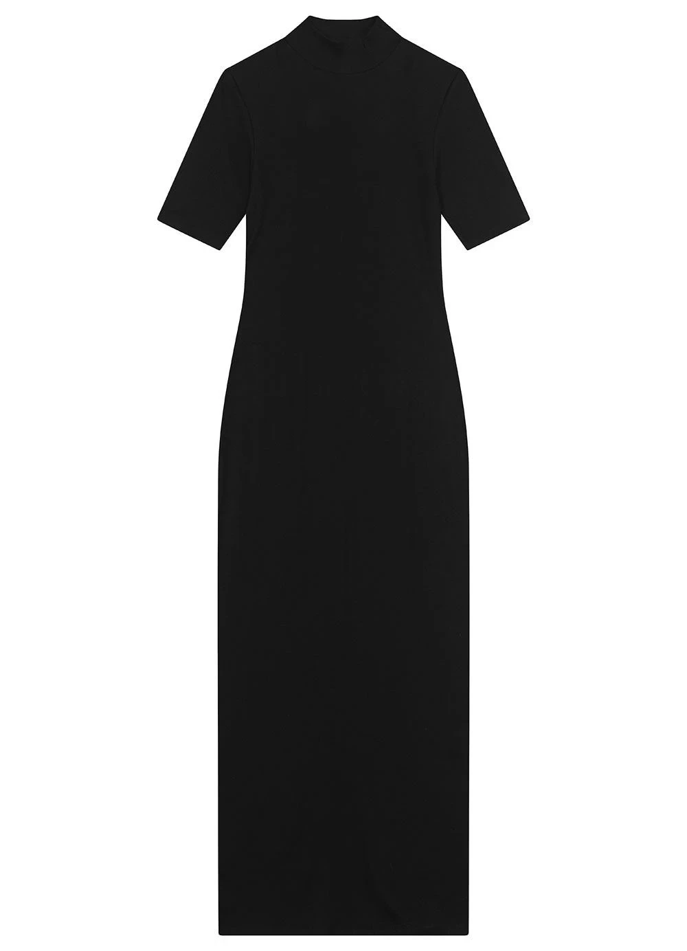 Enfim - Vestido Midi Canelado Preto