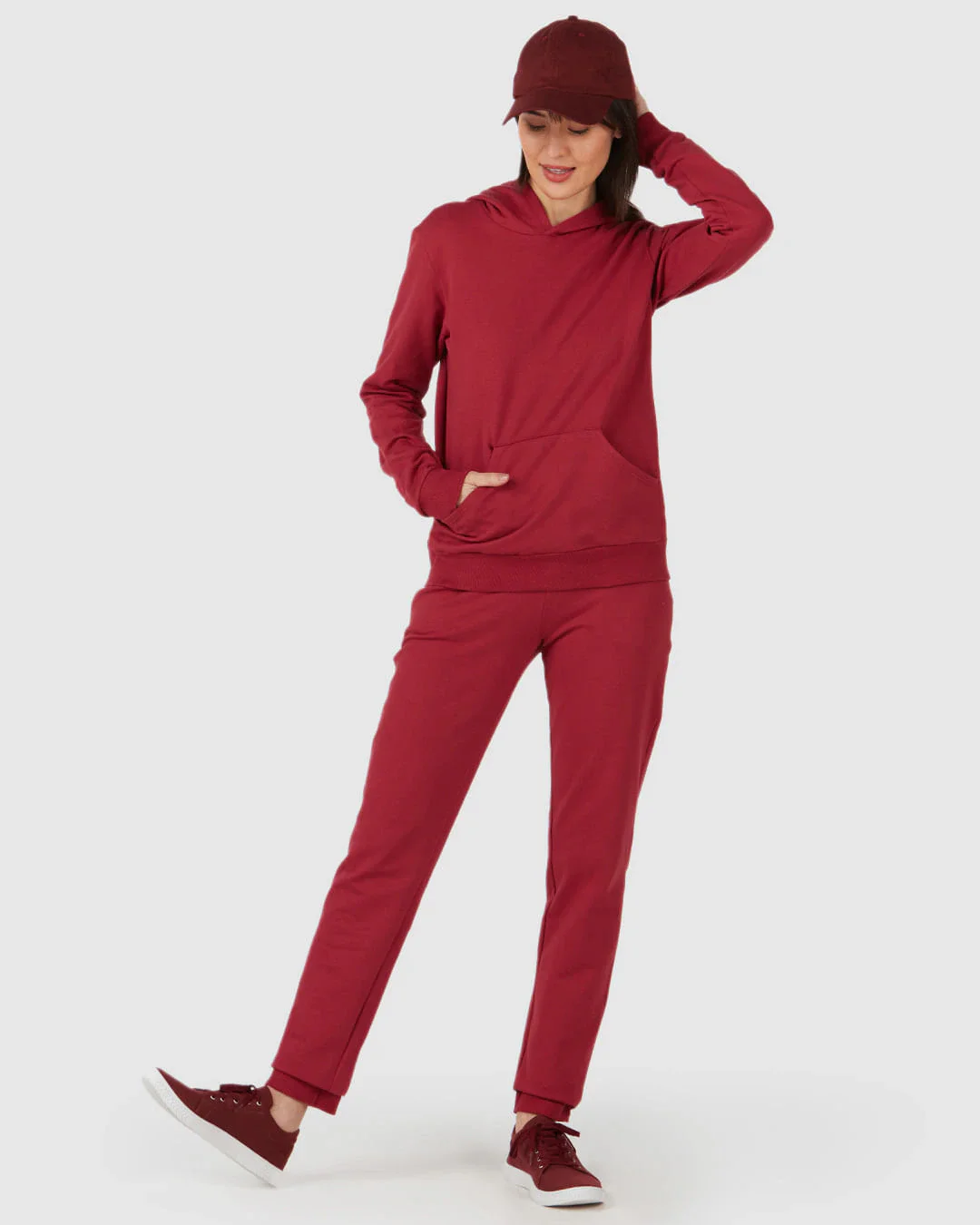 Calça Básica Feminina Jogger Bolso Faca Em Moletom Stretch Flanelado