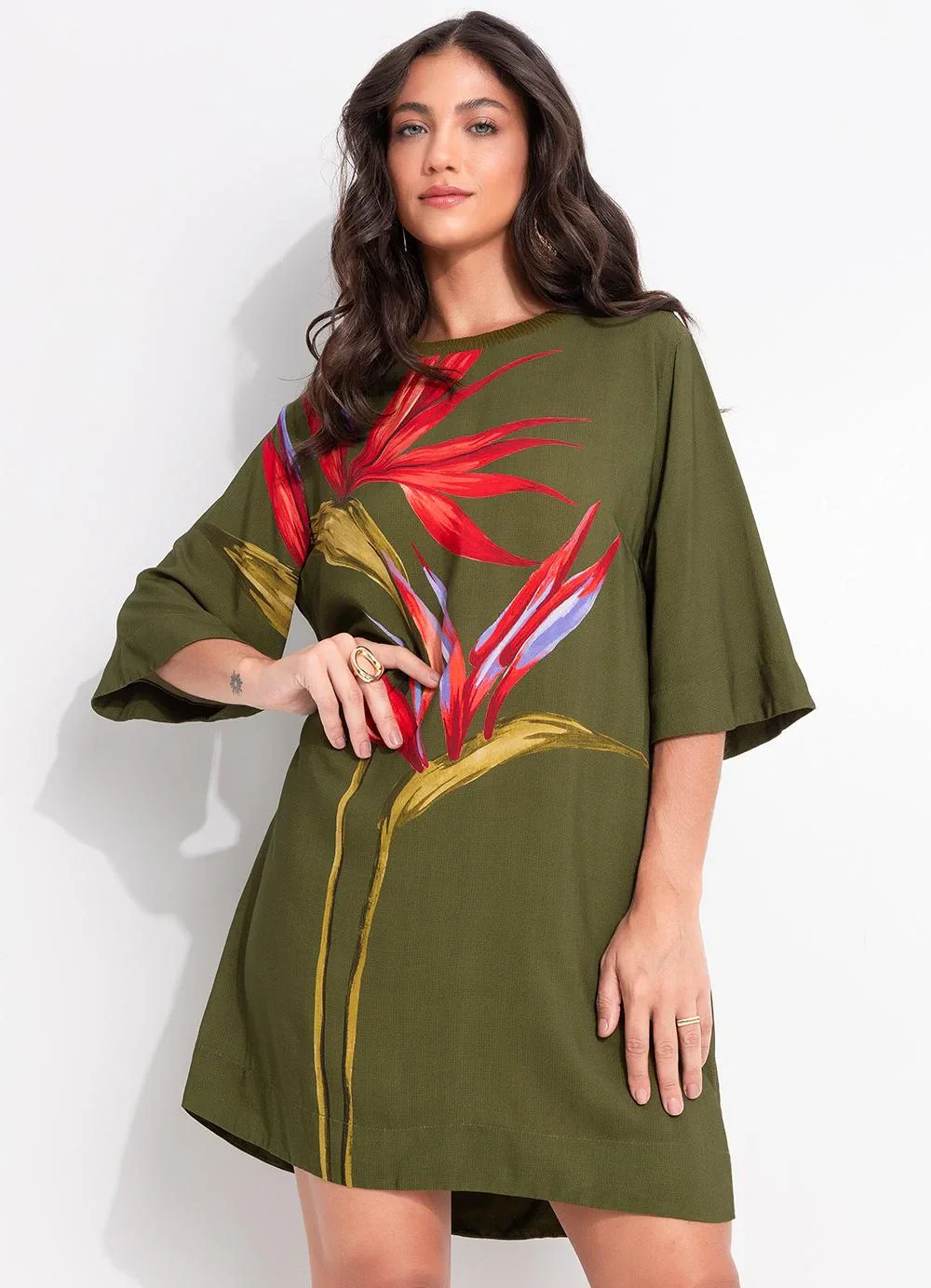Farm - Vestido T-Shirt Maxi Estrelicia Verde
