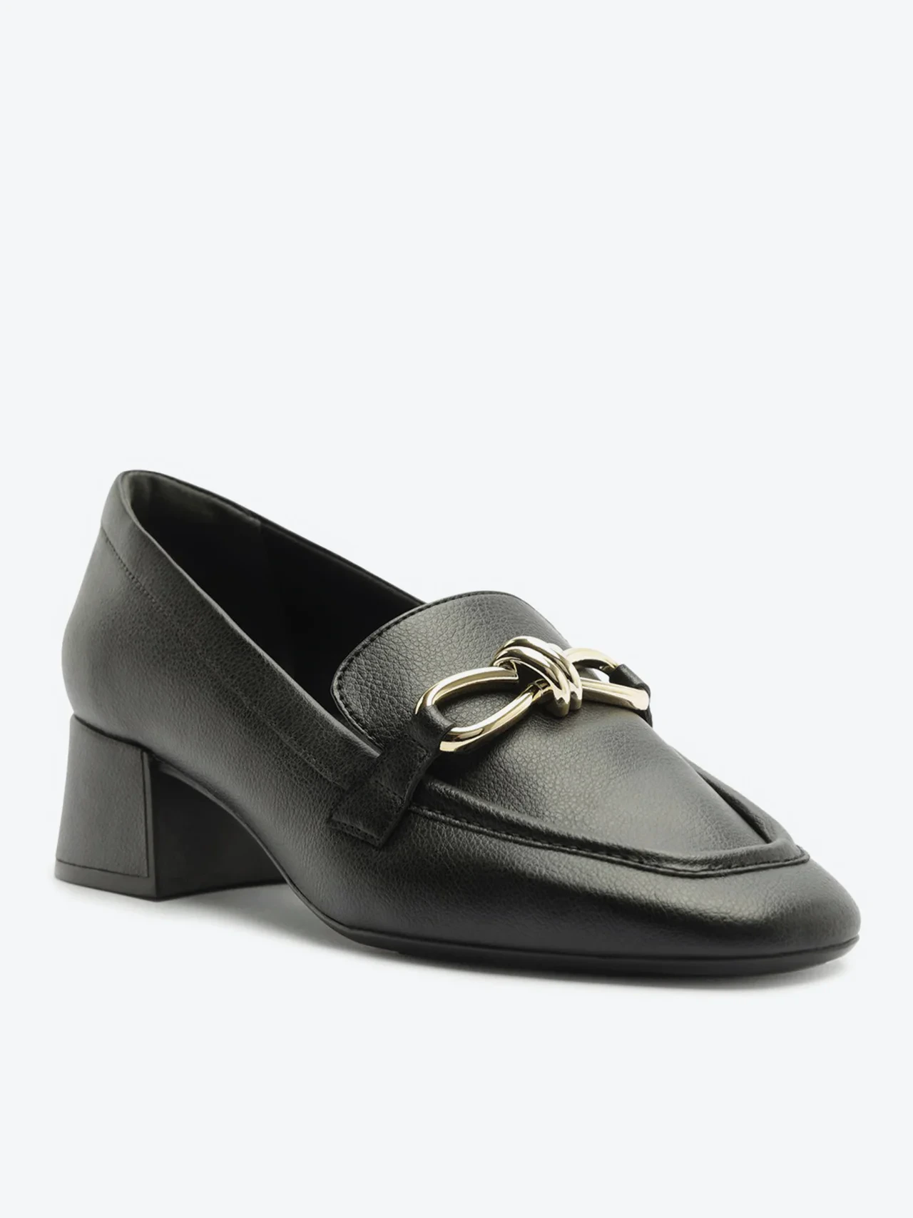Mocassim Salto Bloco Loafer Bridão Preto