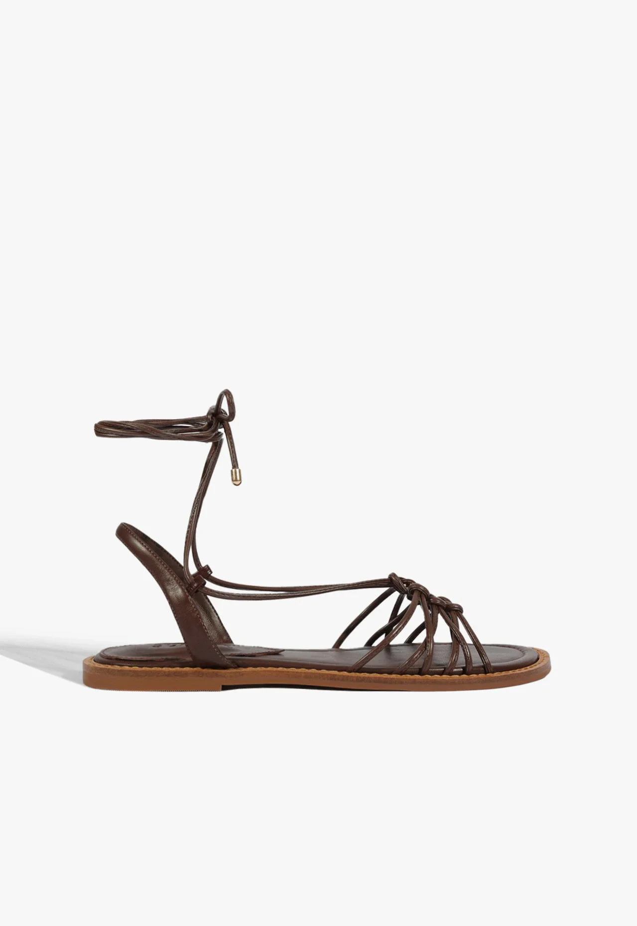 Sandália Kate Lace Up Flat Marrom