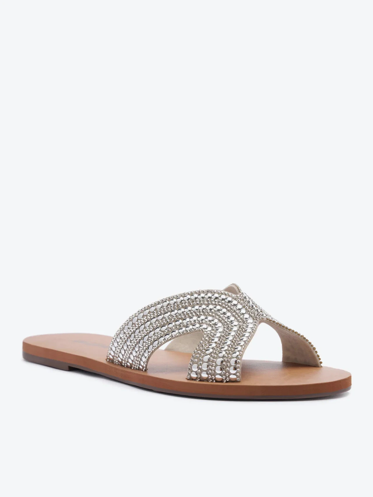 Rasteira Glam Strass Prateada