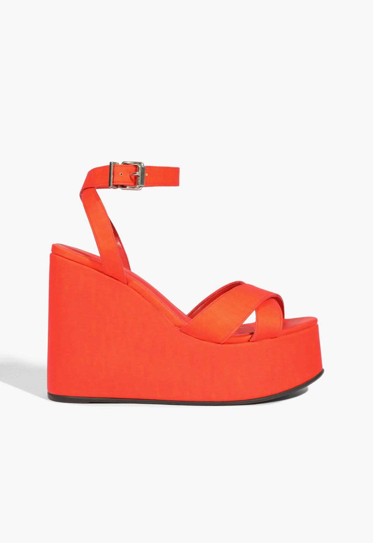 Sandália Hilda Wedge Couro Laranja