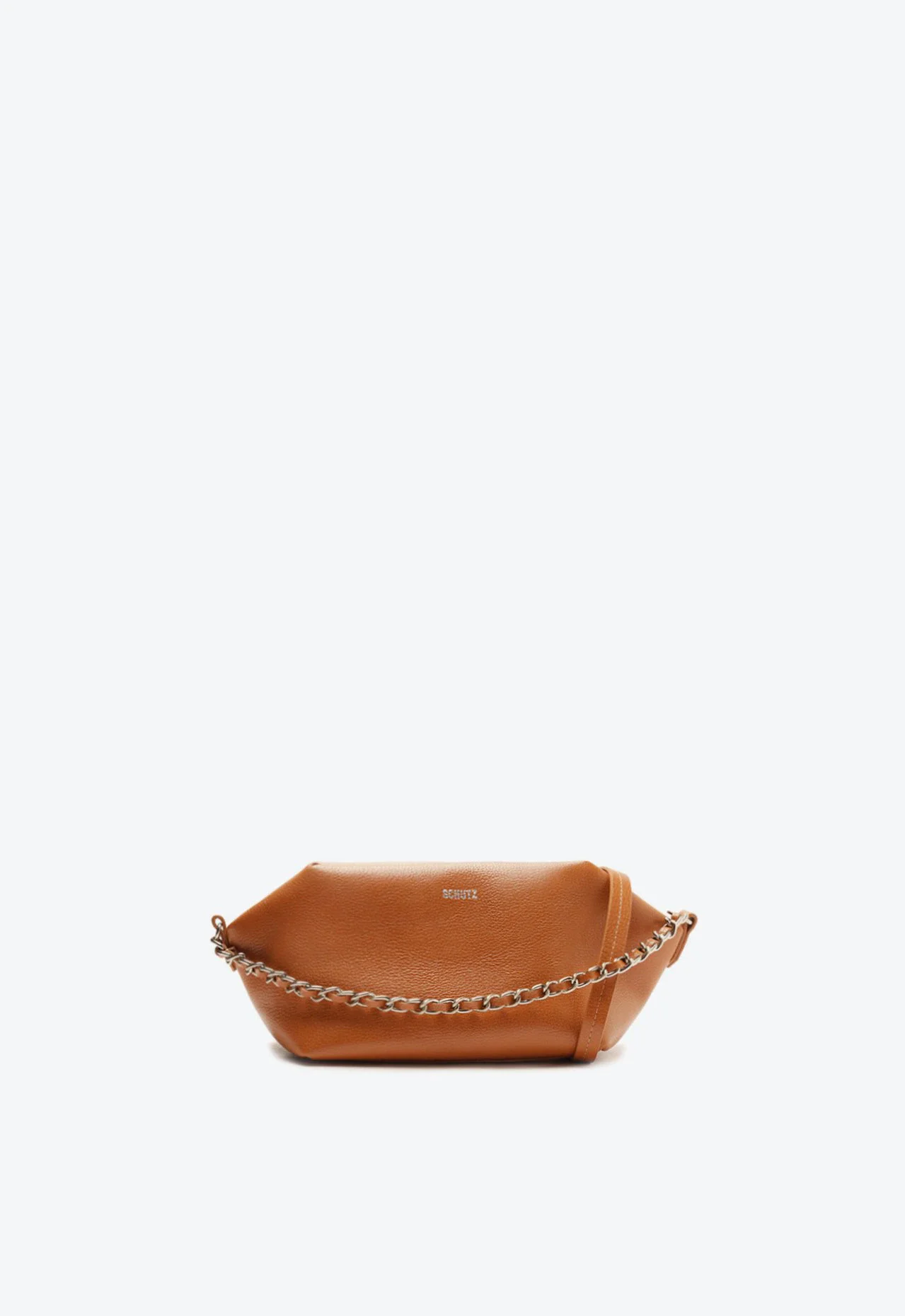 Bolsa Tiracolo Pequena Couro Corrente Marrom