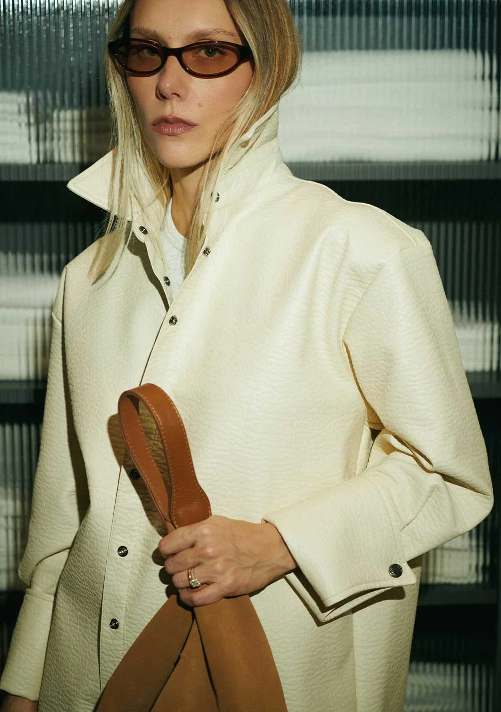 Camisa Oversized Couro Lines Off White