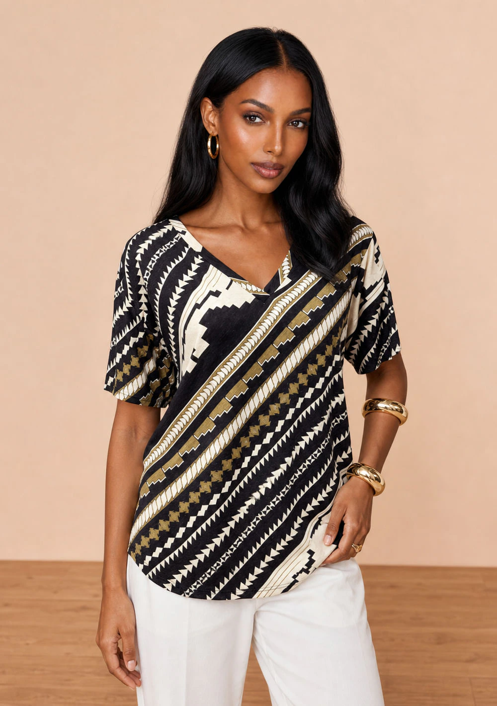 Camiseta Manga Curta Agave Preto/branco