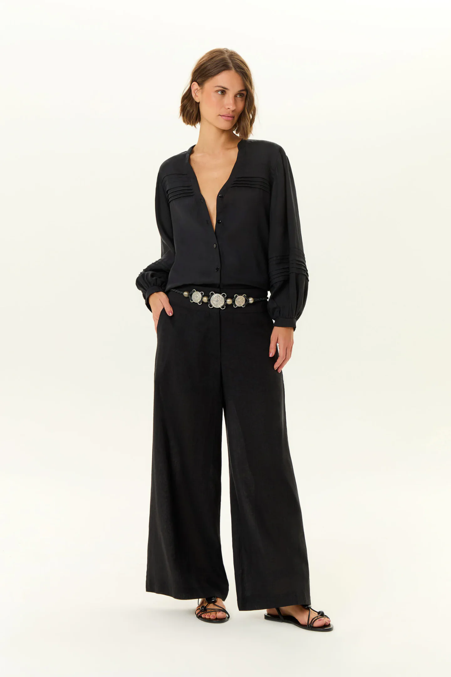 Calça Pantalona Botoes