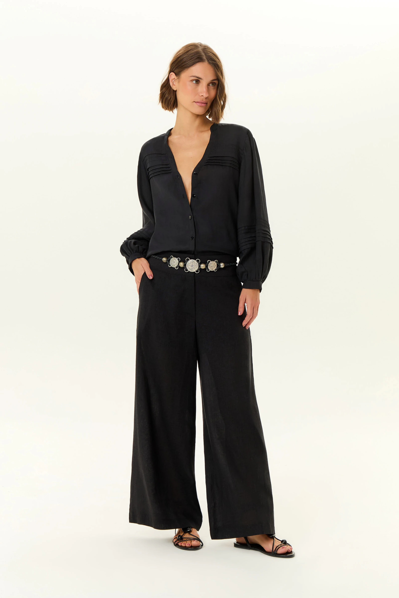 Calça Pantalona Botoes