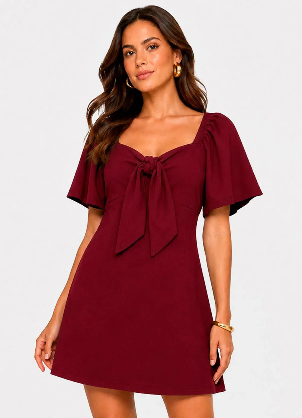 Infinita Cor - Vestido Feminino Curto Malha Visco Vermelho