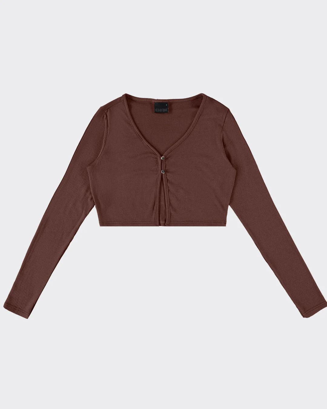 Cardigan Cropped Feminino Em Malha Canelada De Viscose - ENFIM