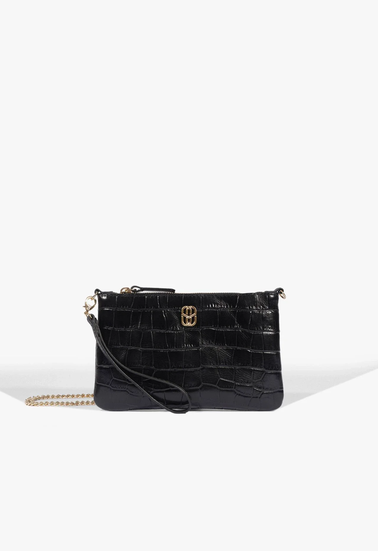 Bolsa Clutch Jennie Couro Preta