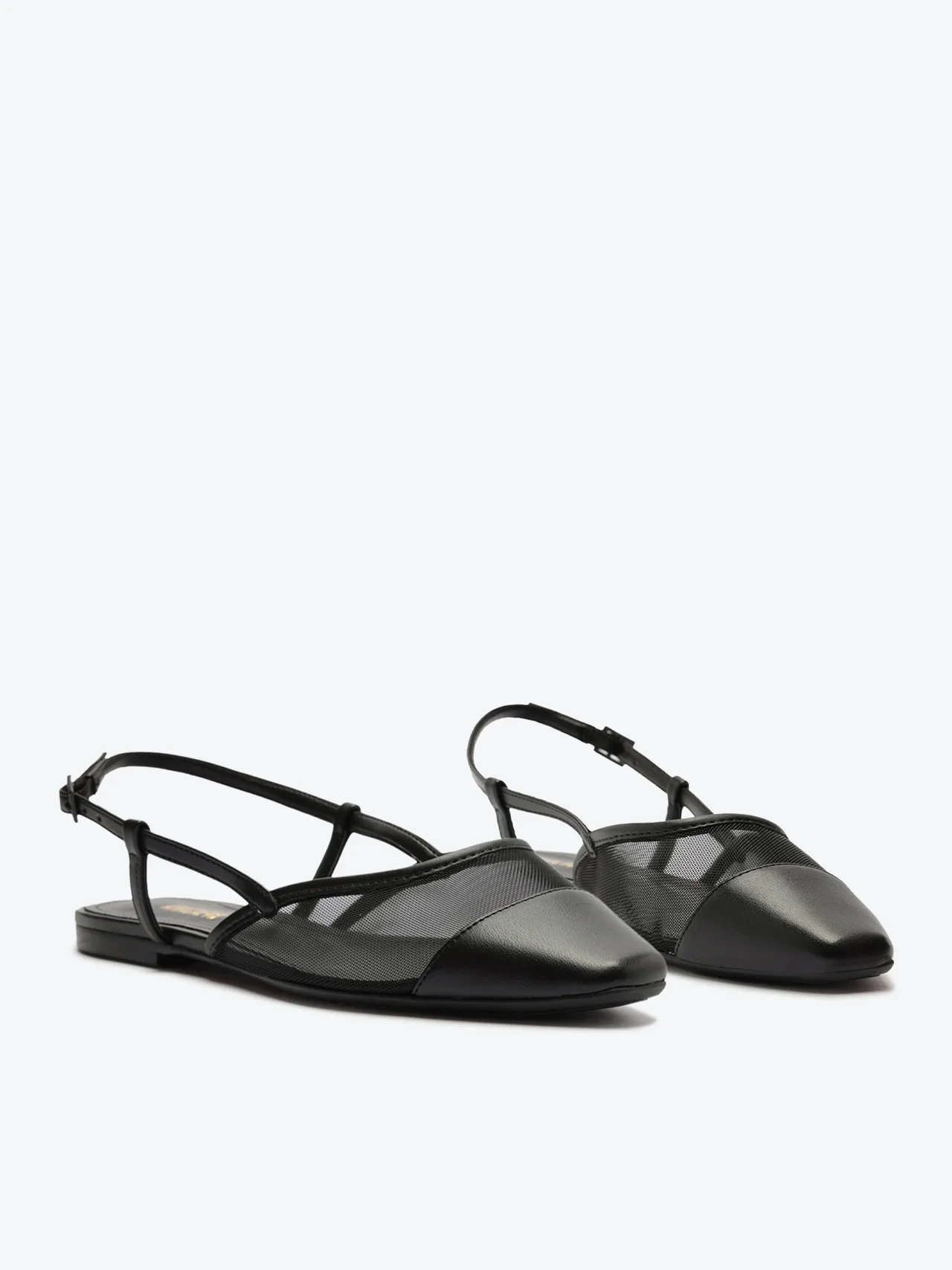 Sapatilha Slingback Tela Transparência Preta
